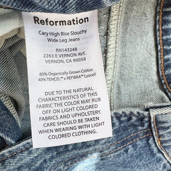 Reformation Cary High Rise Slouchy Wide Leg Jeans Studded Denim Chesapeake 30 - Picture 4 of 12